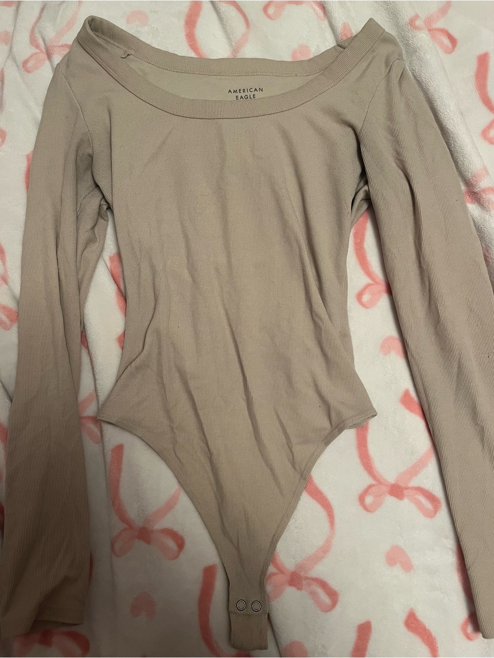 American Eagle Outfitters Long Sleeve Tan Bodysuit